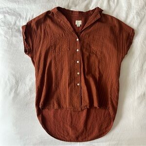 Copper Rust Orange Button Down Top